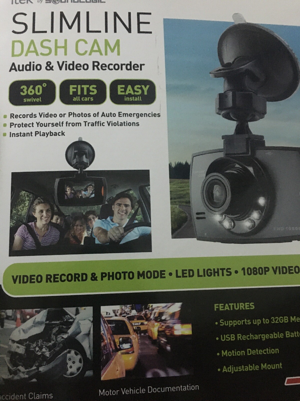 Itek Soundlogic Slimline Dash Cam Audio & Video Recorder 1080P 32GB Brand New
