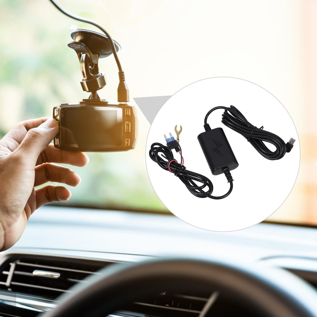 Car Recorder Power Cord Mini USB Right Angle Dash Cam Cable 12-30V Input 5V 2…