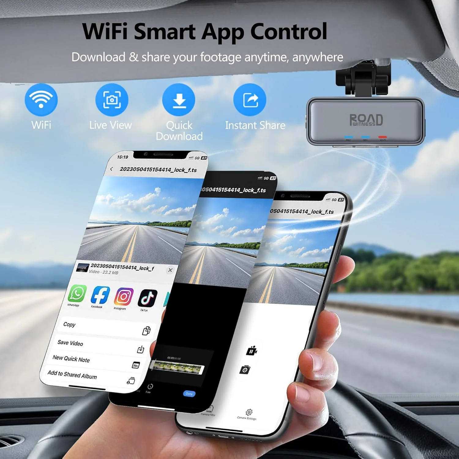 4K Mini Dash Cam Front，Front Dash Camera for Cars，WiFi Car Camera with Voice Con