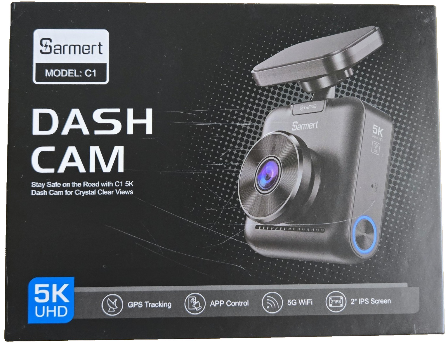 Sarmert C1 5K Dash Cam – Built-in GPS and 5G WiFi, 5K/4K/2.5K UHD Dashcam