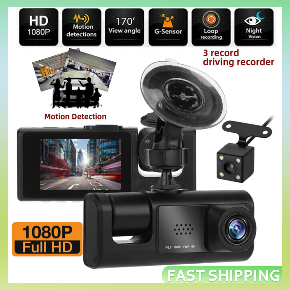 HD 1080P Car Dual Lens Dash Cam Front/Rear/Inside Video Recorder Camera G-sensor