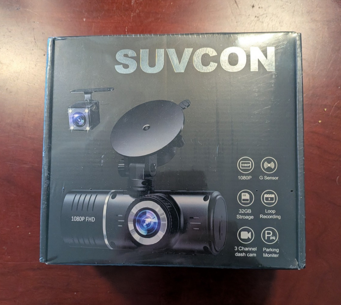 SUVCON 3 Channel 1080P Dash Cam Front Cabin Rear 32GB Card