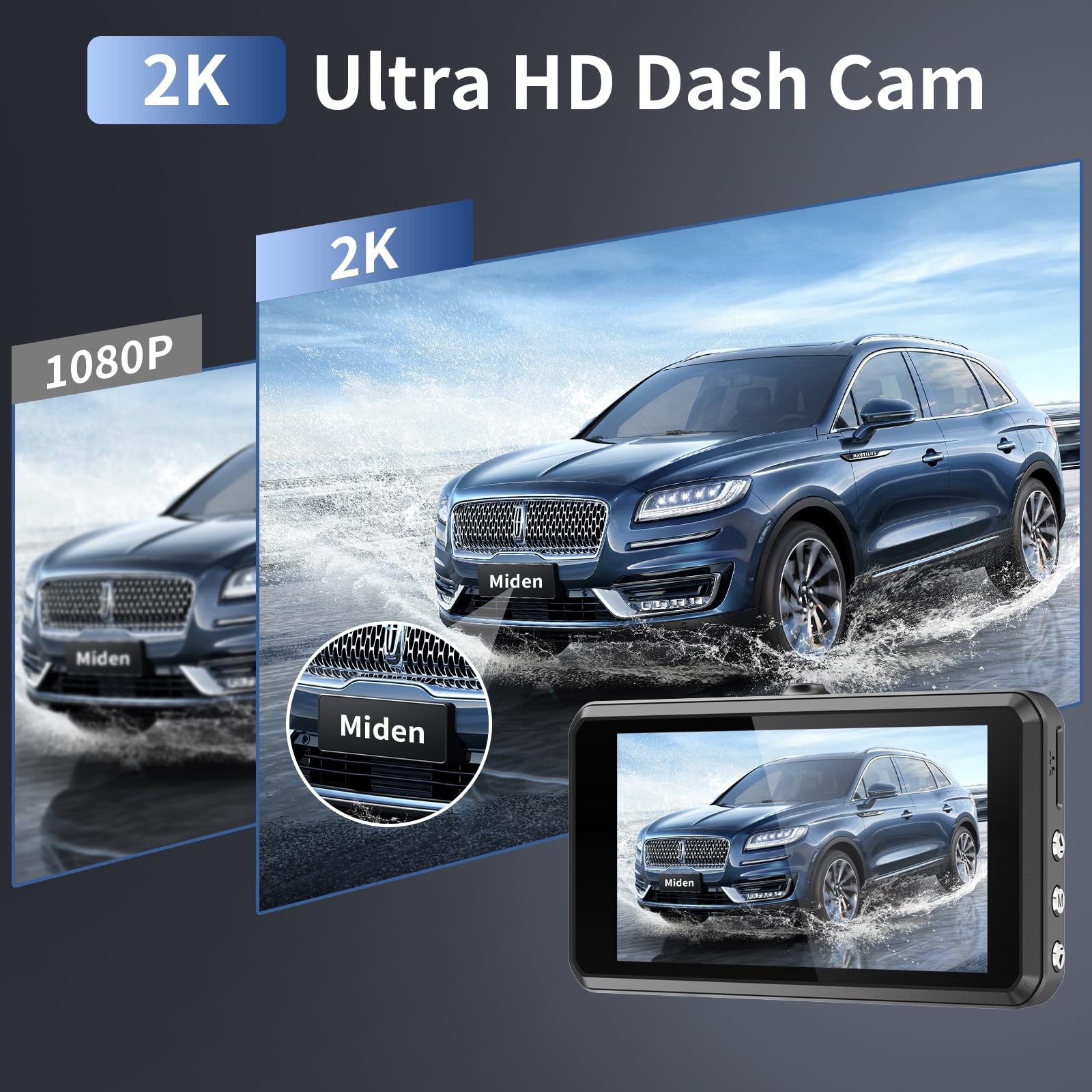 2.5K 1600P Semi Truck Dash Cam Best Rated Large Big Truck Trucker Uber Lyft