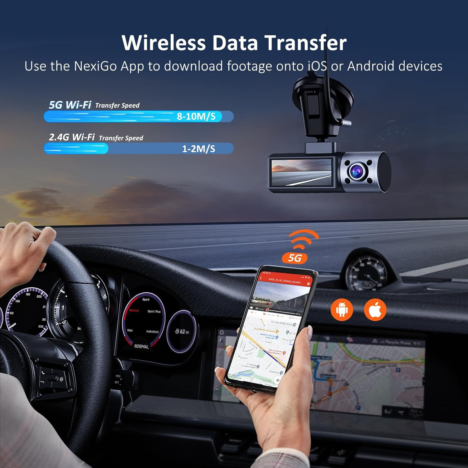 3 Channel Dash Cam with Rotatable Interior/Front Camera, Sony_Sensors, Front and