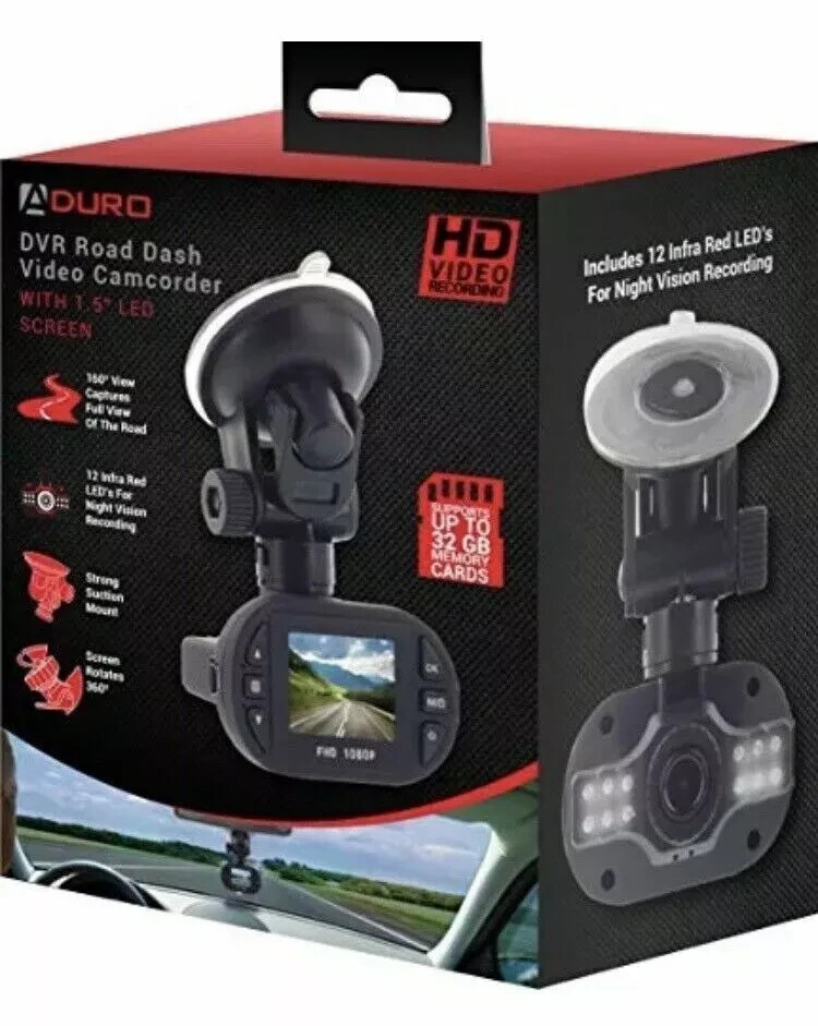 Aduro DVR Road Dash Video Camcorder, Security camera, 2.5” TFT LED Screen