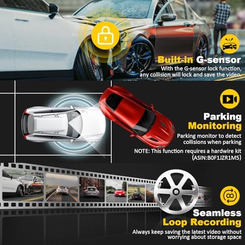 Dash Cam Front and Rear: 4K+2.5K Dual Channel Dash Cam-5GHz WiFi, GPS Dash