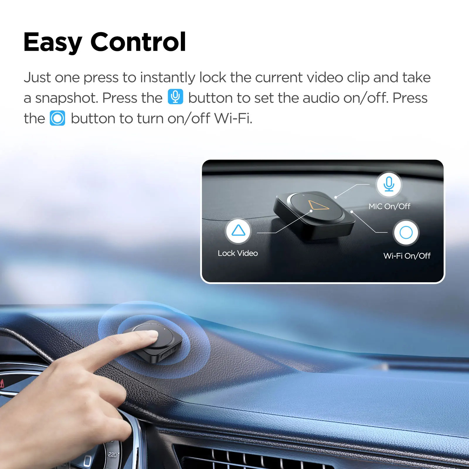 VIOFO BTR200 Wireless Bluetooth Remote Control for WiFi Dash Cameras