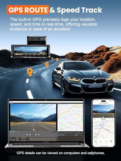 4K+2.5K Dash Cam Front and Rear, Built-in 5G WiFi 6 GPS, 64GB Card Included,