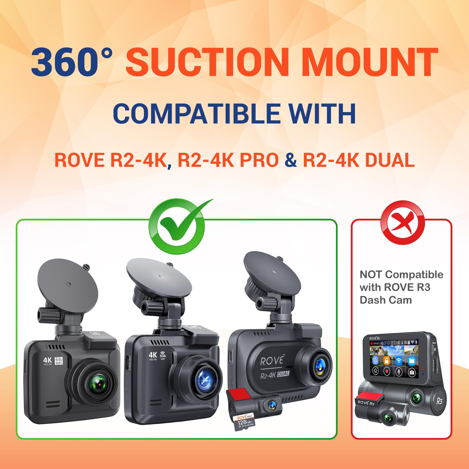 Suction Cup Mount for R2-4K, R2-4K PRO and R2-4K Dual Dash Cam Models