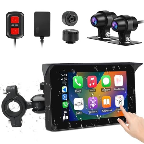 Wireless Carplay and Android Auto Motorcycle Dash Camera with 5″ CS5