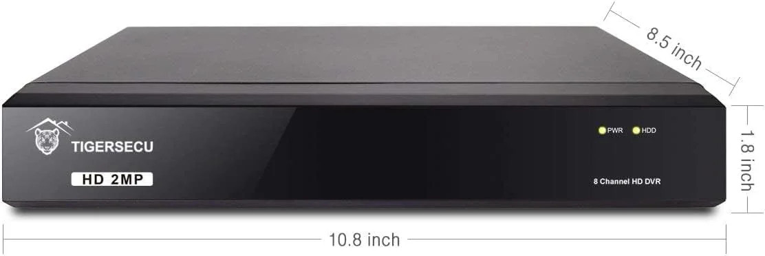 Super HD 1080P 8 Channel DVR Security Recorder with 2TB Hard Drive, Hybrid 6-in-