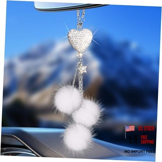 Bling Car Accessories Interior for Women – Girly Crystal Rearview White-heart