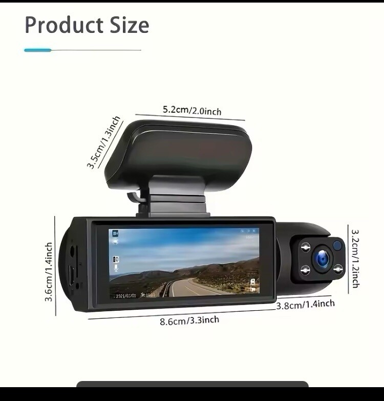 1080P Dual Lens Car Dash Cam G-Sensor Front and Inside Camera With 32GB SD CARD