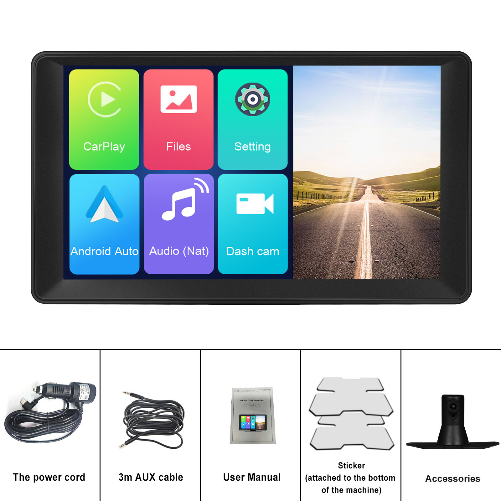Car DVR Dash Cam Front Camera MP5 Player Radio For Carplay Bluetooth AUX 9in