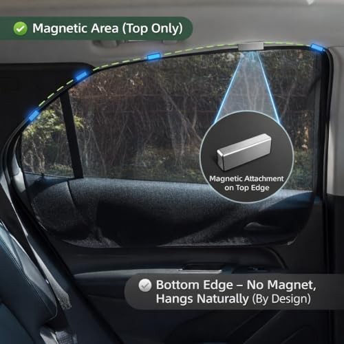 Magnetic Car Window Shades, Mesh Window Covers for Front+Rear Side 4Pcs black