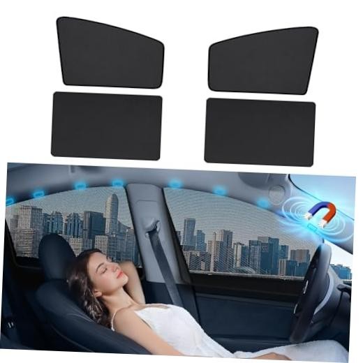 Magnetic Car Window Shades, Mesh Window Covers for Front+Rear Side 4Pcs black