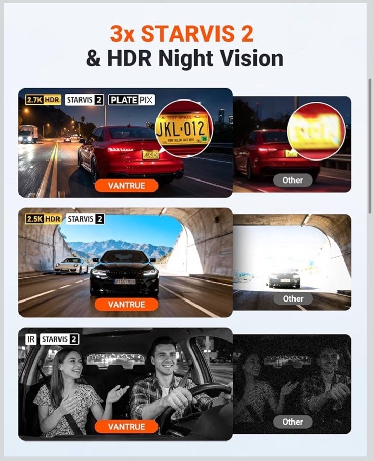 🔥Vantrue N4S 3-Channel Dash Cam 2.7K+1440P Front Interior Rear WiFi GPS 360°