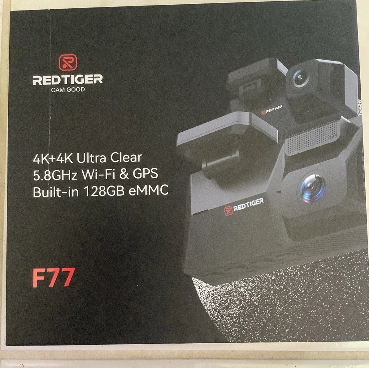 REDTIGER F77 Dash Cam 4K+4K Starvis2 Dual IMX678 Voice Control 5.8GHz WIFI, New