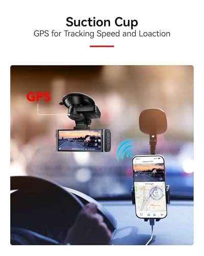 Suction Mount for F7N Dash Cam, Built-in GPS, Easy Install, 180° Rotatable, Adhe