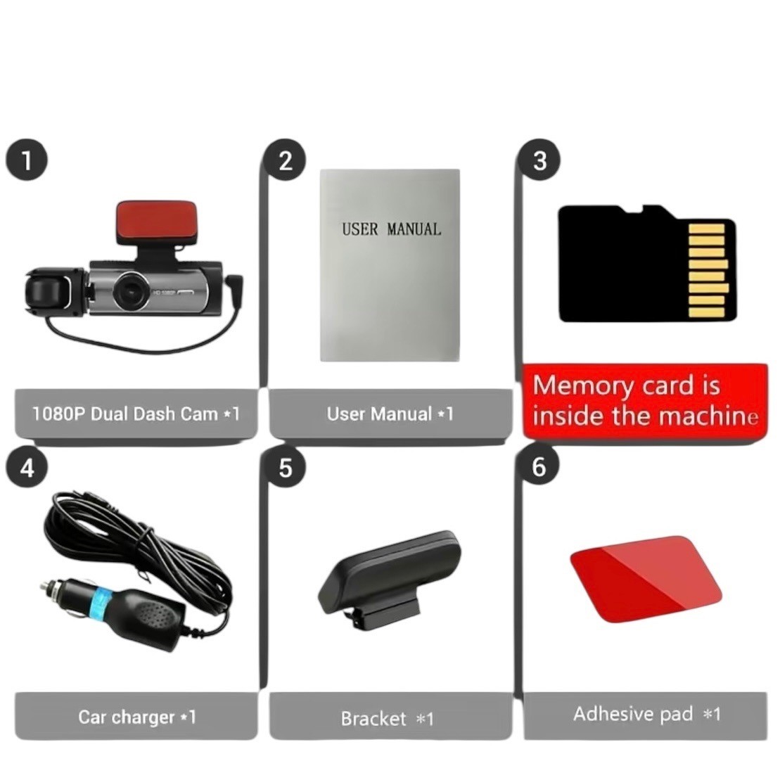 HD Car Video Recorder 1080P Dual Dash Cam DVR Mirror Drive Recorder With 32 GB
