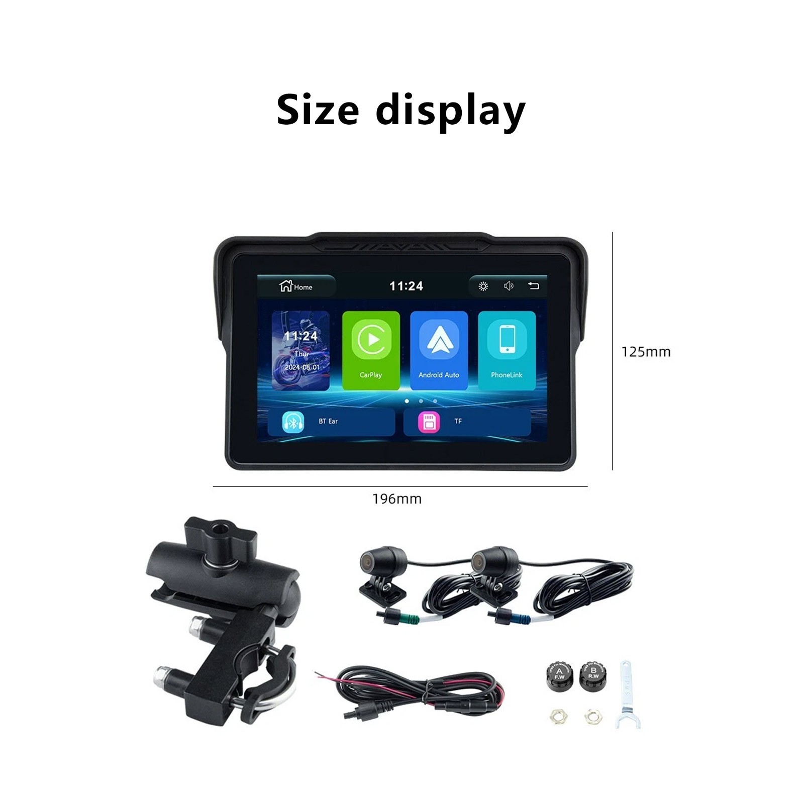 7 inch Motorcycle Android Auto Wireless IPS Touch Screen Carplay + Camera +TPMv6