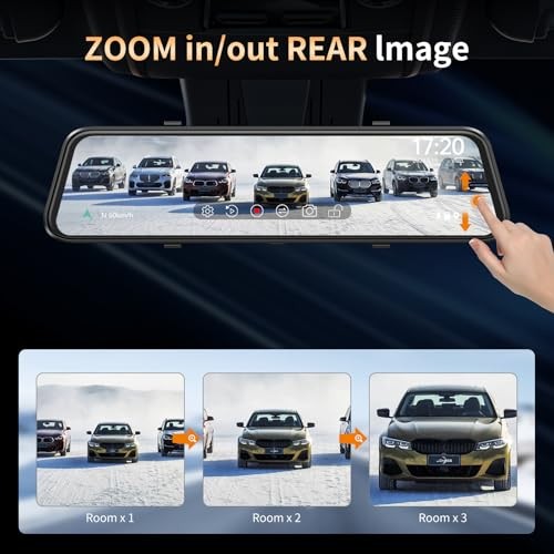 2.5K Mirror Dash Cam with Carplay Mirror & Android Auto, Dash Cam Front and