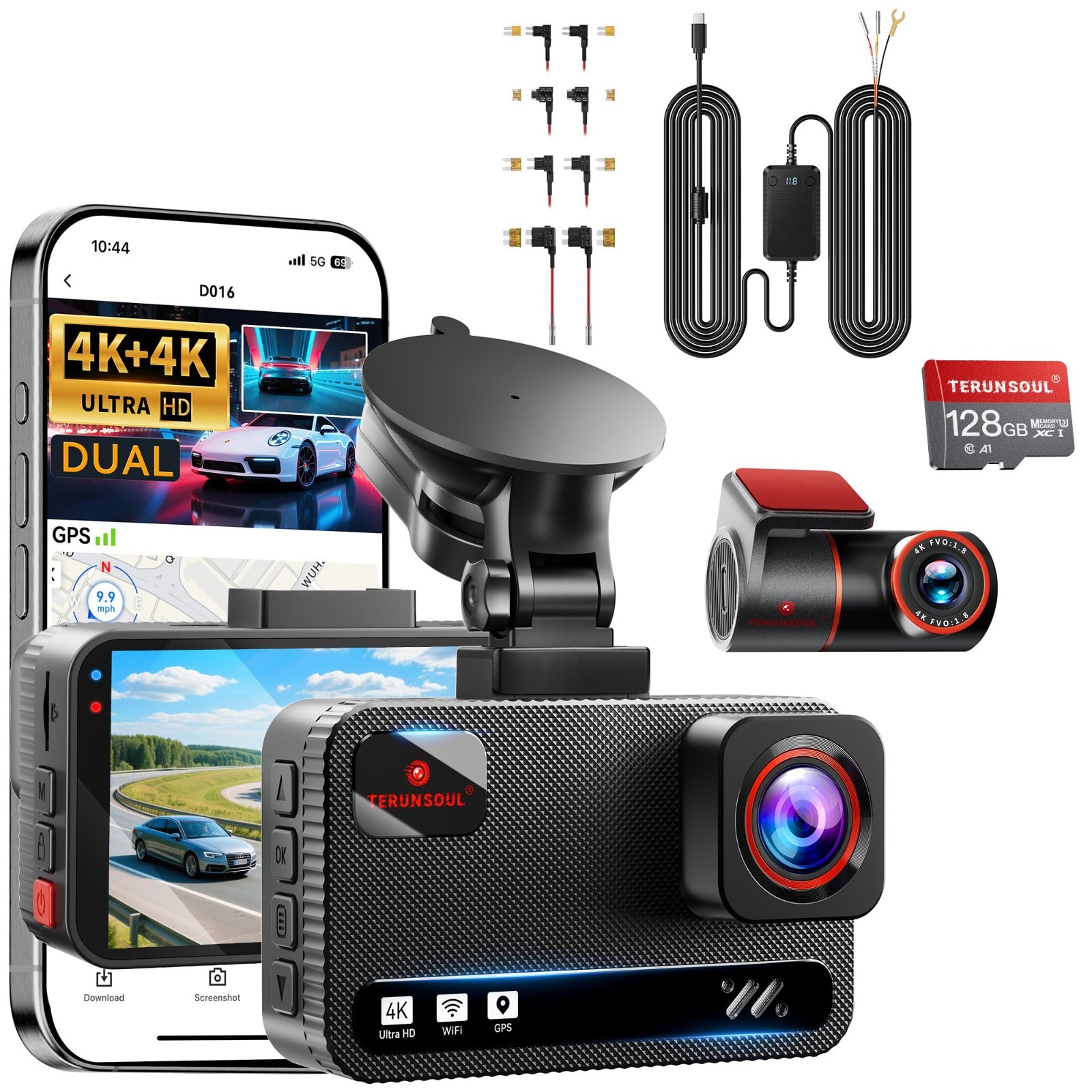 Universal Dash Cam Hardwire Kit with Voltage Indicator – 9.8ft, Multi-Size Acc P