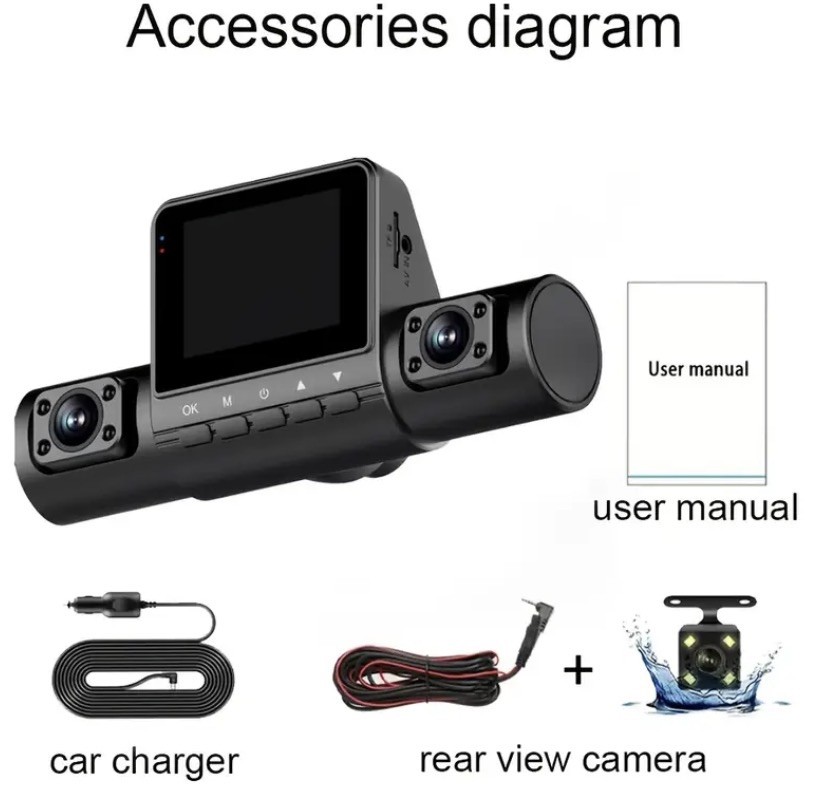 Video Recorder Dash Cam 1080P Front And 720P