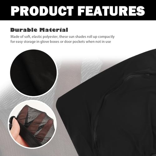 4PCS Front/Rear Car Window Shades with Zipper—Breathable Sun Shades