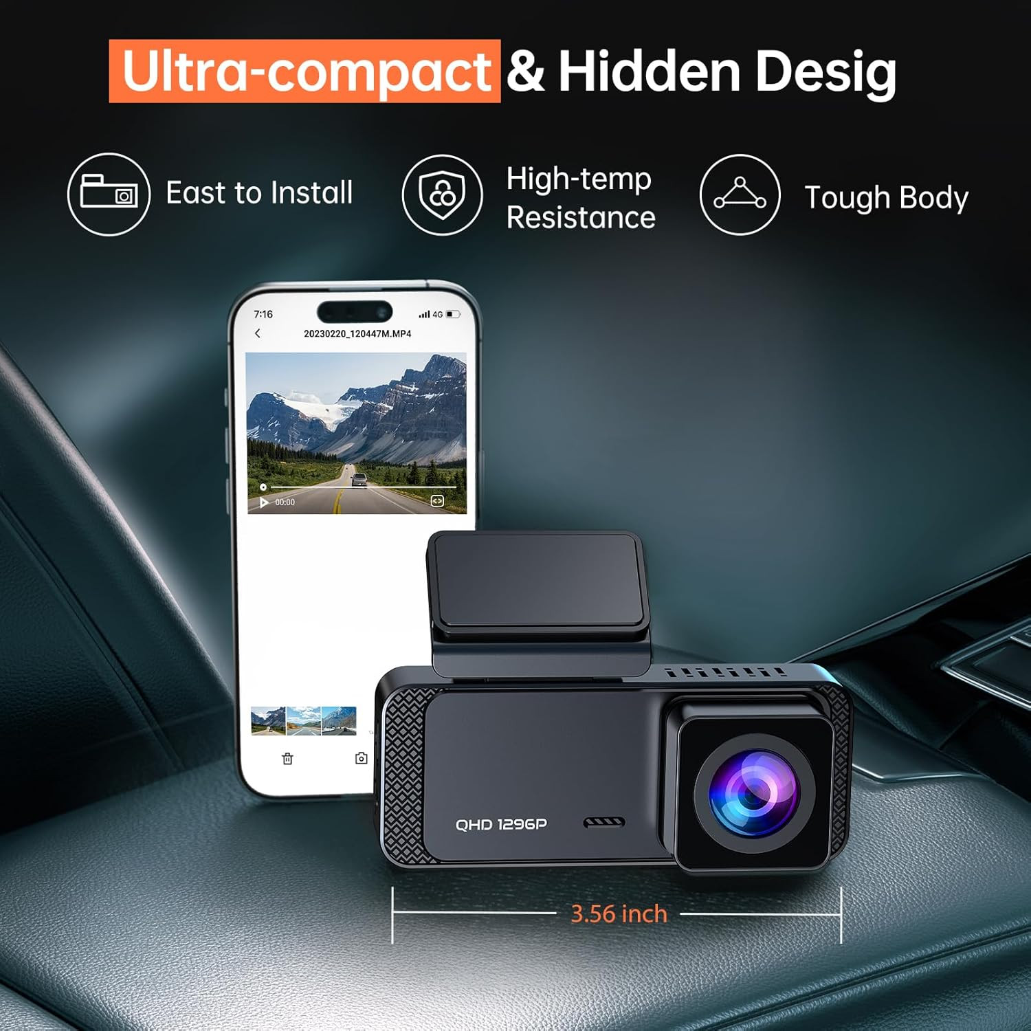 Camara Dash 1296P V300 Wifi Vision Nocturna Grabacion En Bucle 24H Parking