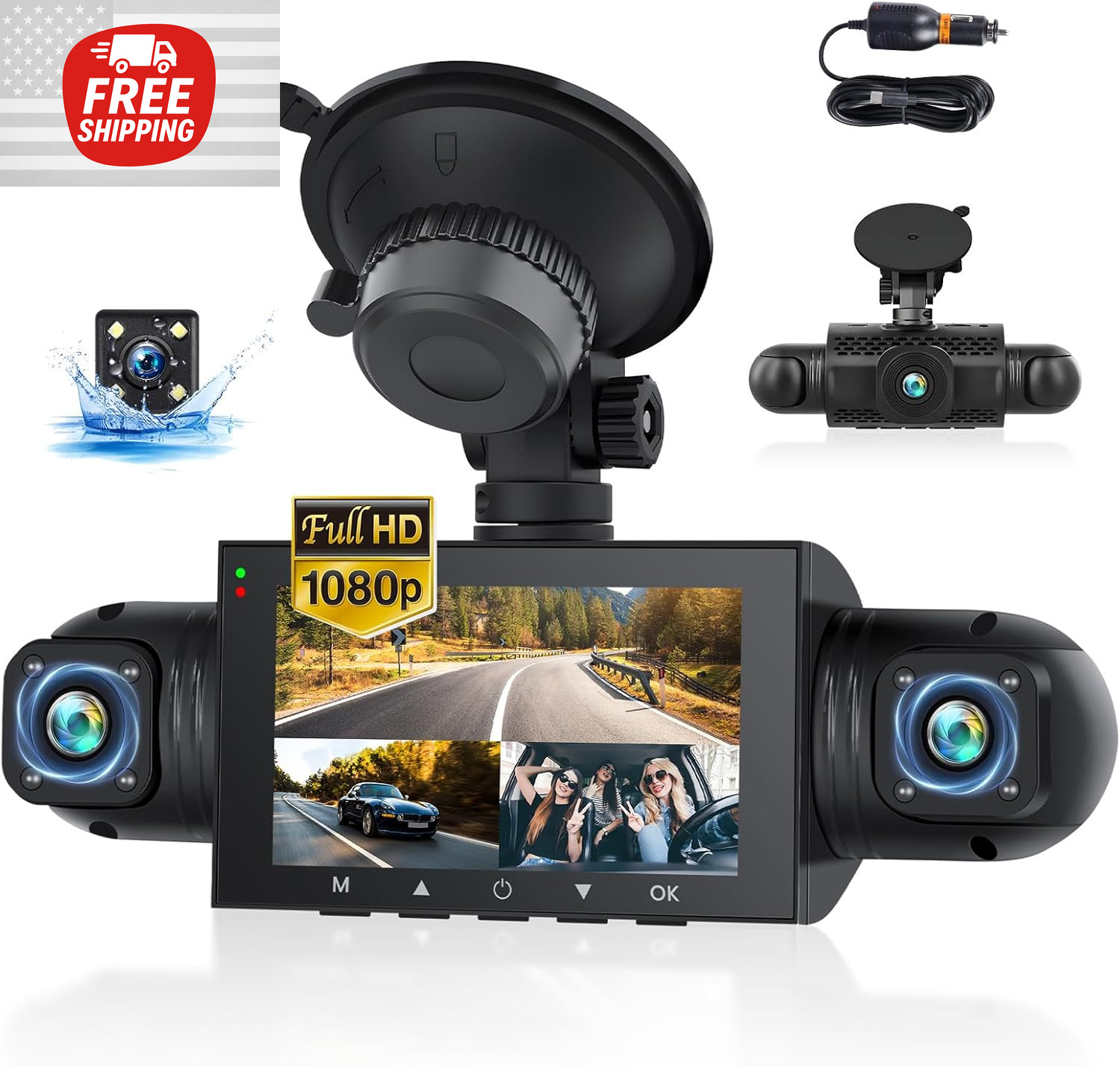 Camara De Para Carro Auto Delantero/Trasero/Interior Dash Cam