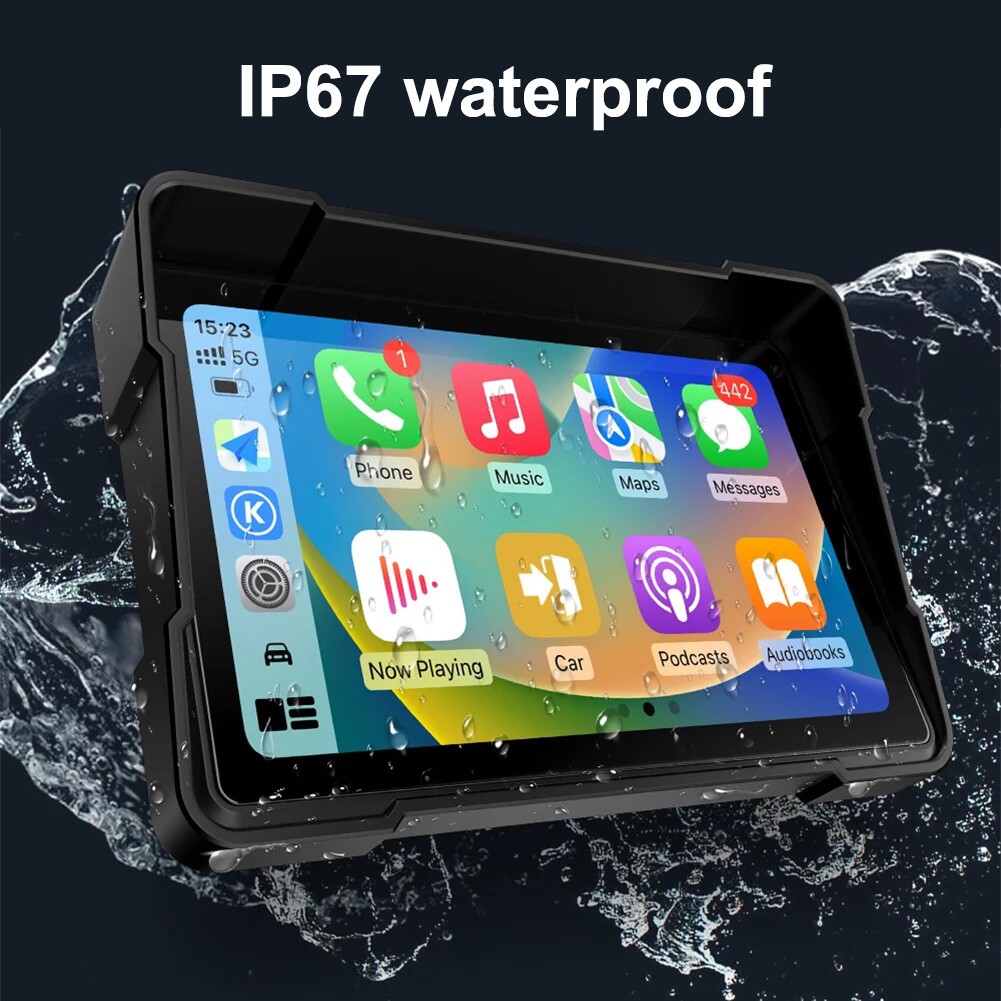 Motorcycle Wireless CarPlay Auto Screen Dual Touchscreen w/Front & Rear Dash Cam