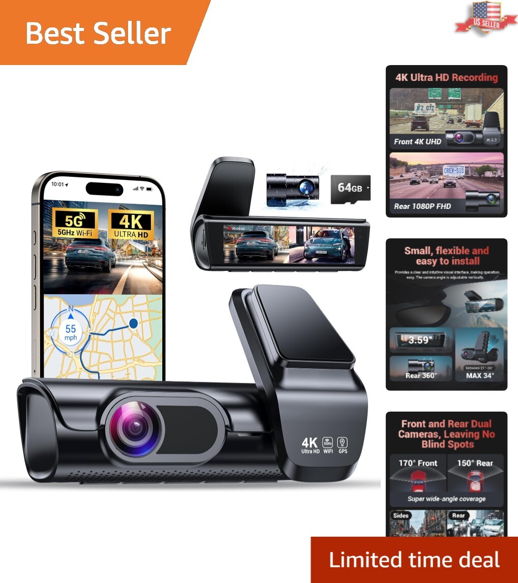 170° Wide-Angle 4K Dash Camera w/Built-in GPS & Night Vision – Safety Assured