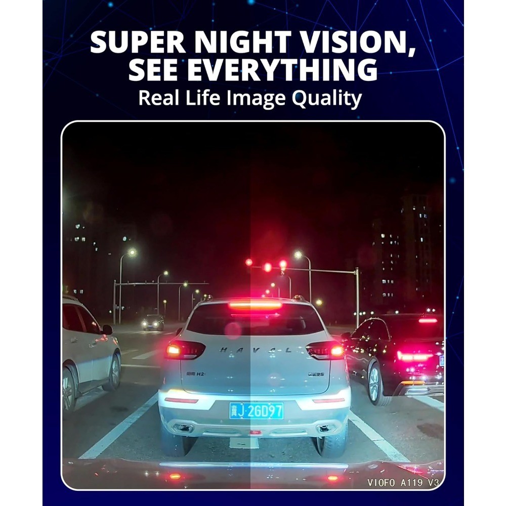 2K Dash Cam 2560x1440P 60FPS Quad HD Car Camera 5MP STARVIS Sensor 140 Degree