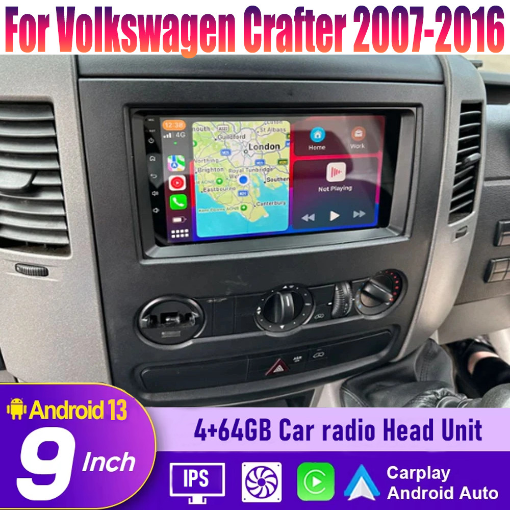9” Carplay Android Auto Stereo Head Unit Car Radio Kit For VW Crafter 2007-2016