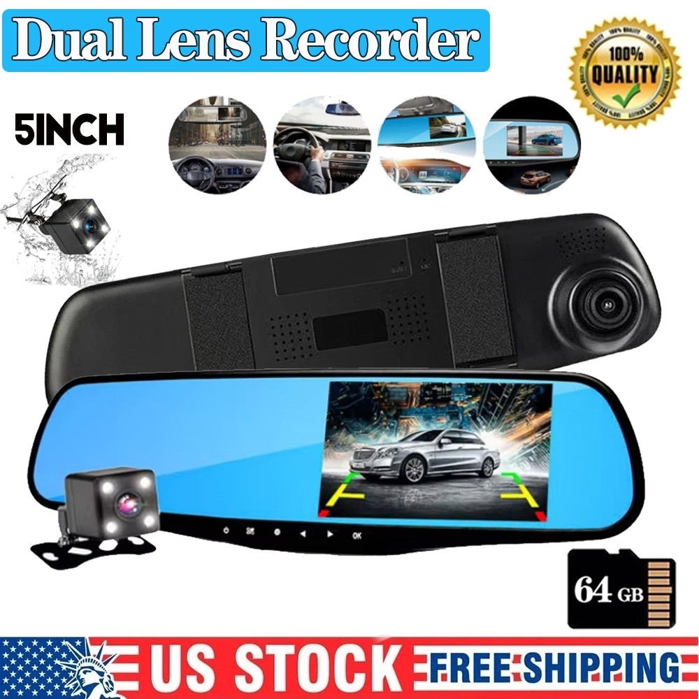 Car Dash Cam 1080P Night Vision Function 5-Inch Large Screen Car Video Recorder
