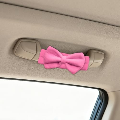 Car Inside Grab Handle Cover, Cute Soft Plush Car Roof Handle Protection Pink