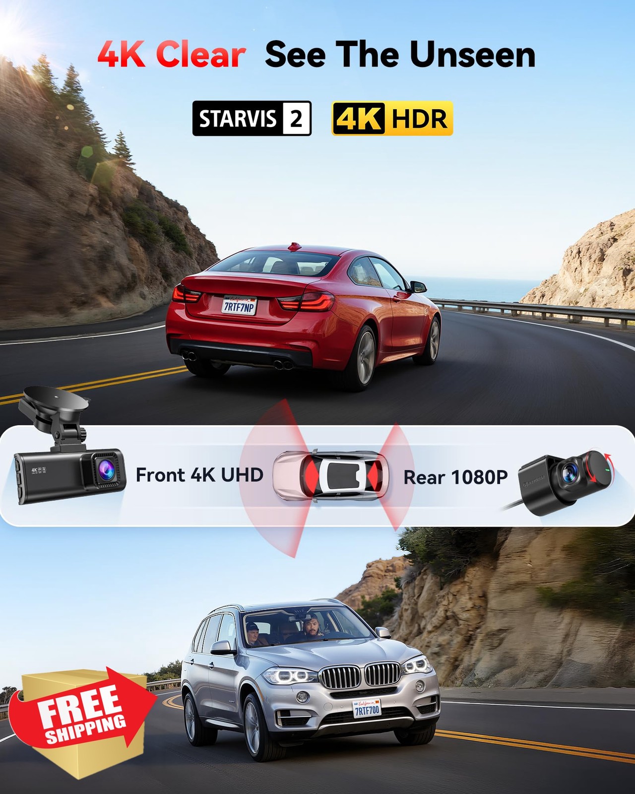 REDTIGER 4K Dash Cam F7NP-128GB SD Card