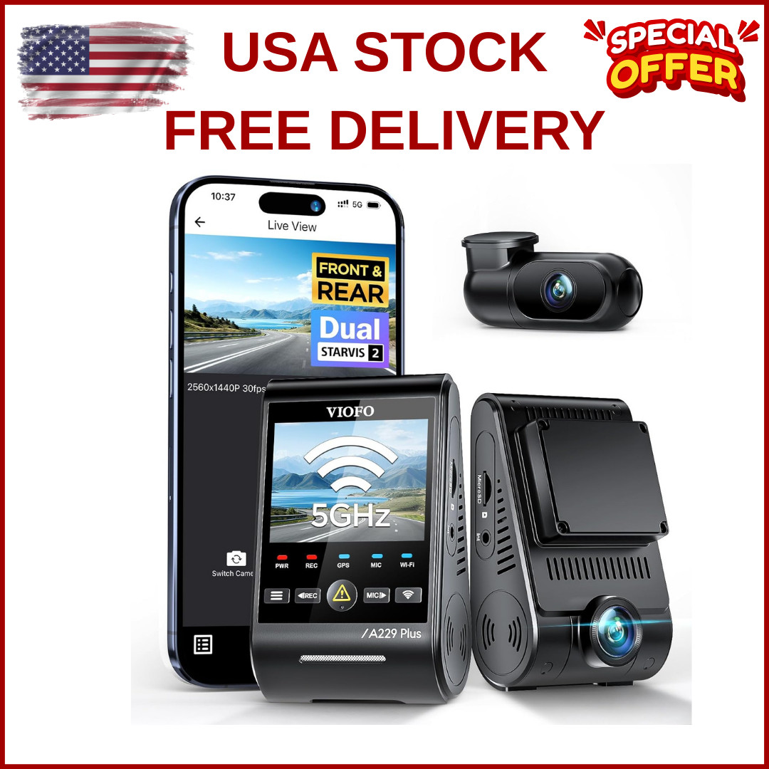 VIOFO A229 plus Dash Cam Front and Rear, Dual STARVIS 2 Sensors, 2 Channel HDR,