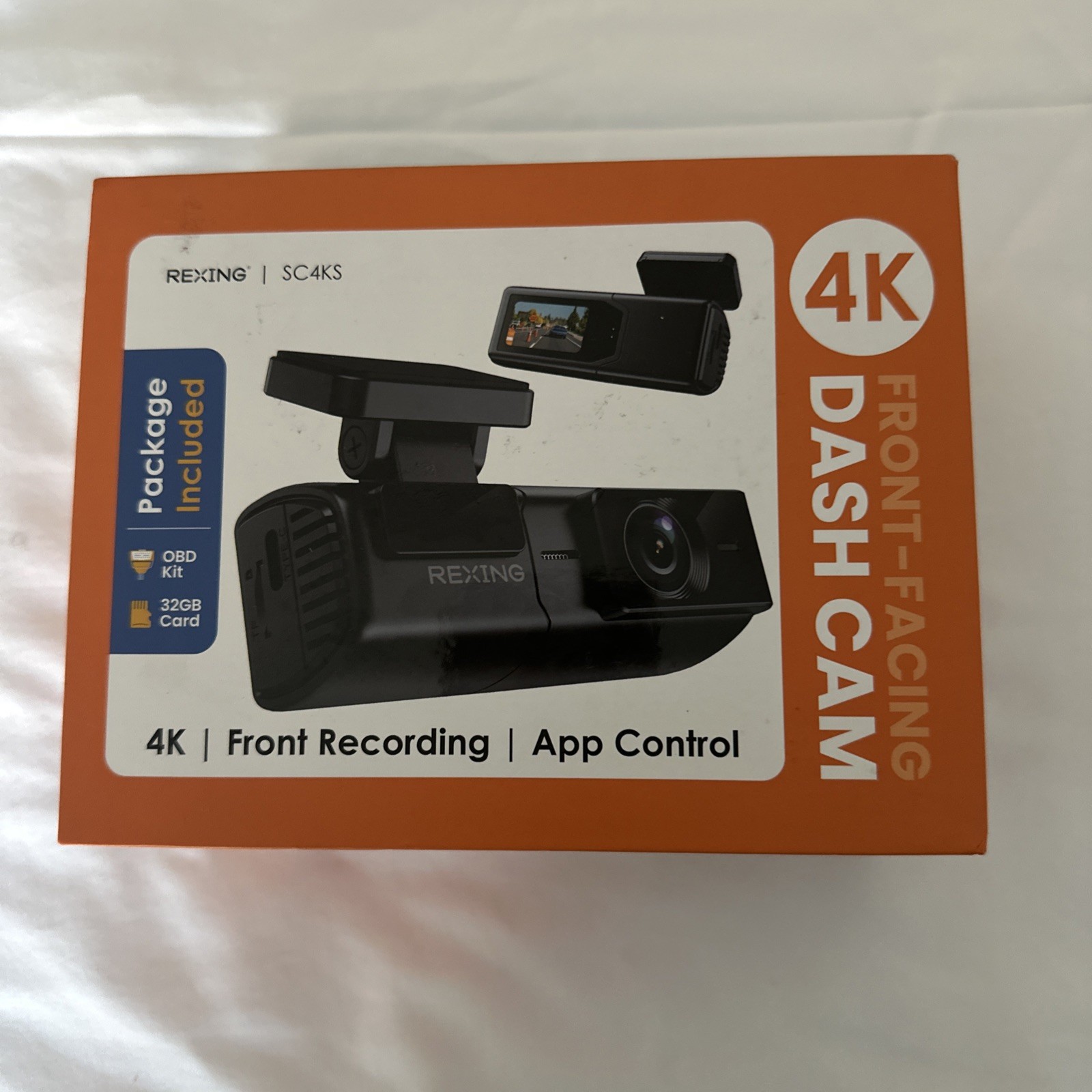 Rexing SC4KS 4K Front Dash Cam App Control OBD Kit 32GB Card Open Box New