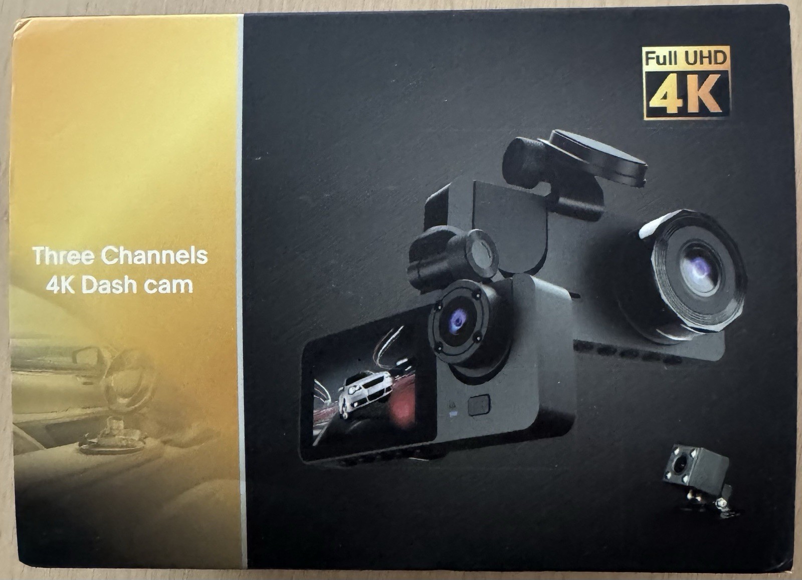 Three Channel 4K Dash Cam. 170° Wide Angle *** New **