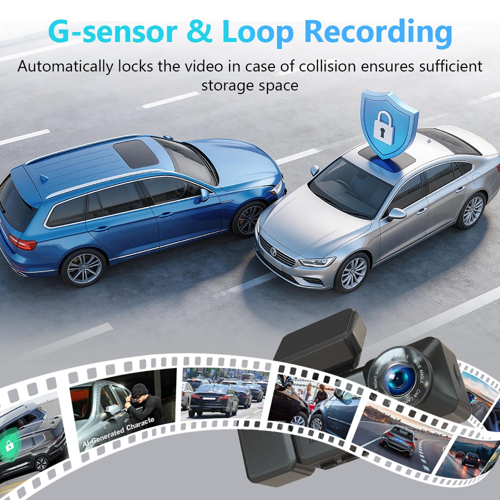 4K 3CH Dash Camera Front and Rear Inside, 5G WiFi Night Vision 170° Free 64GBs