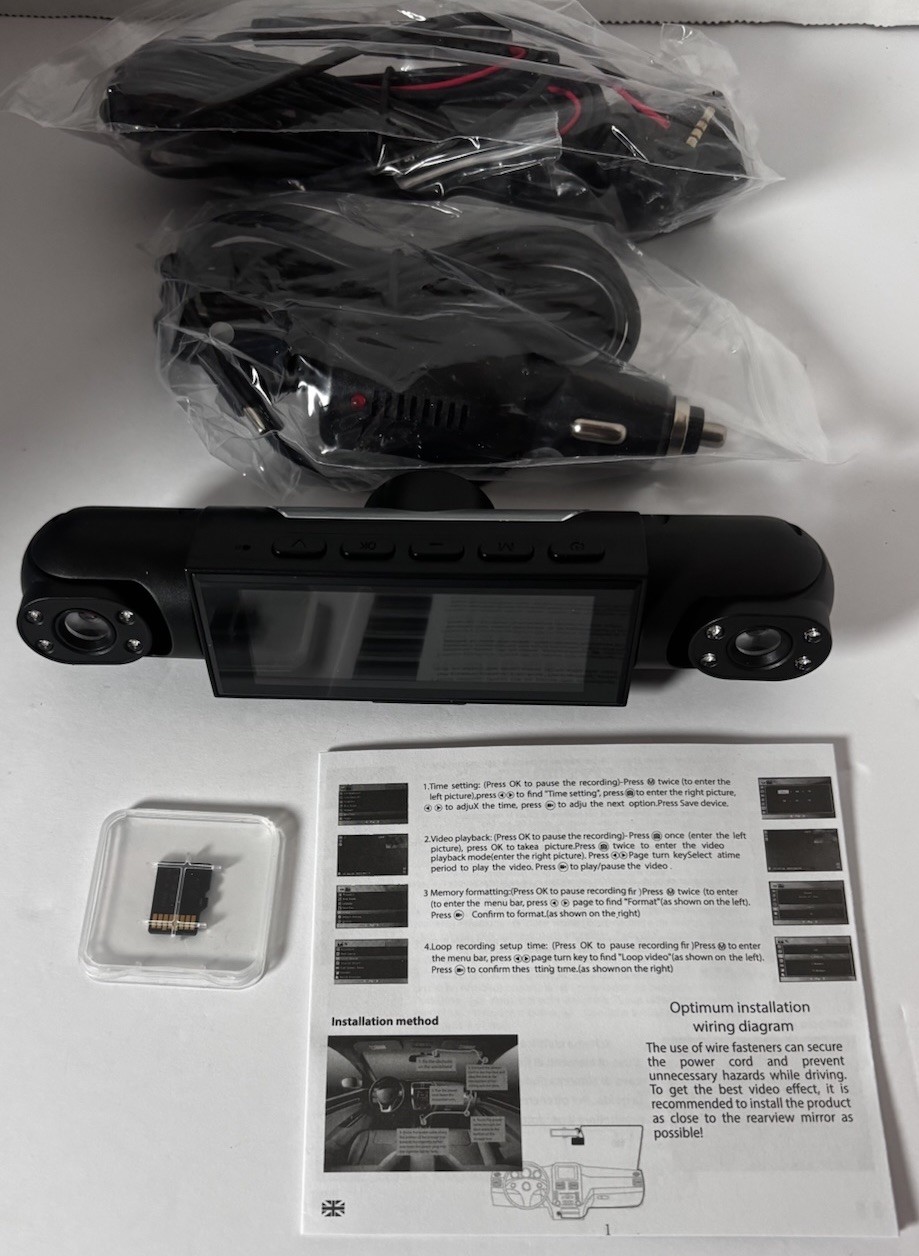NEW 4 Channel 360 Dash Cam Front Rear Night Vision Motion Detection 64 SD Card