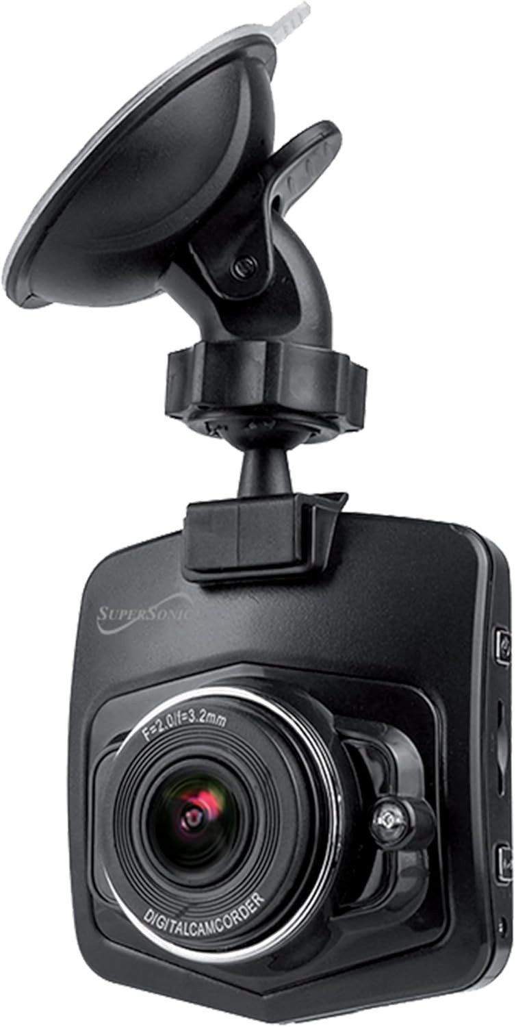 Supersonic RoadEYE HD 720p Dash Cam, 120° Wide Lens, Night Vision Loop SC-570DC