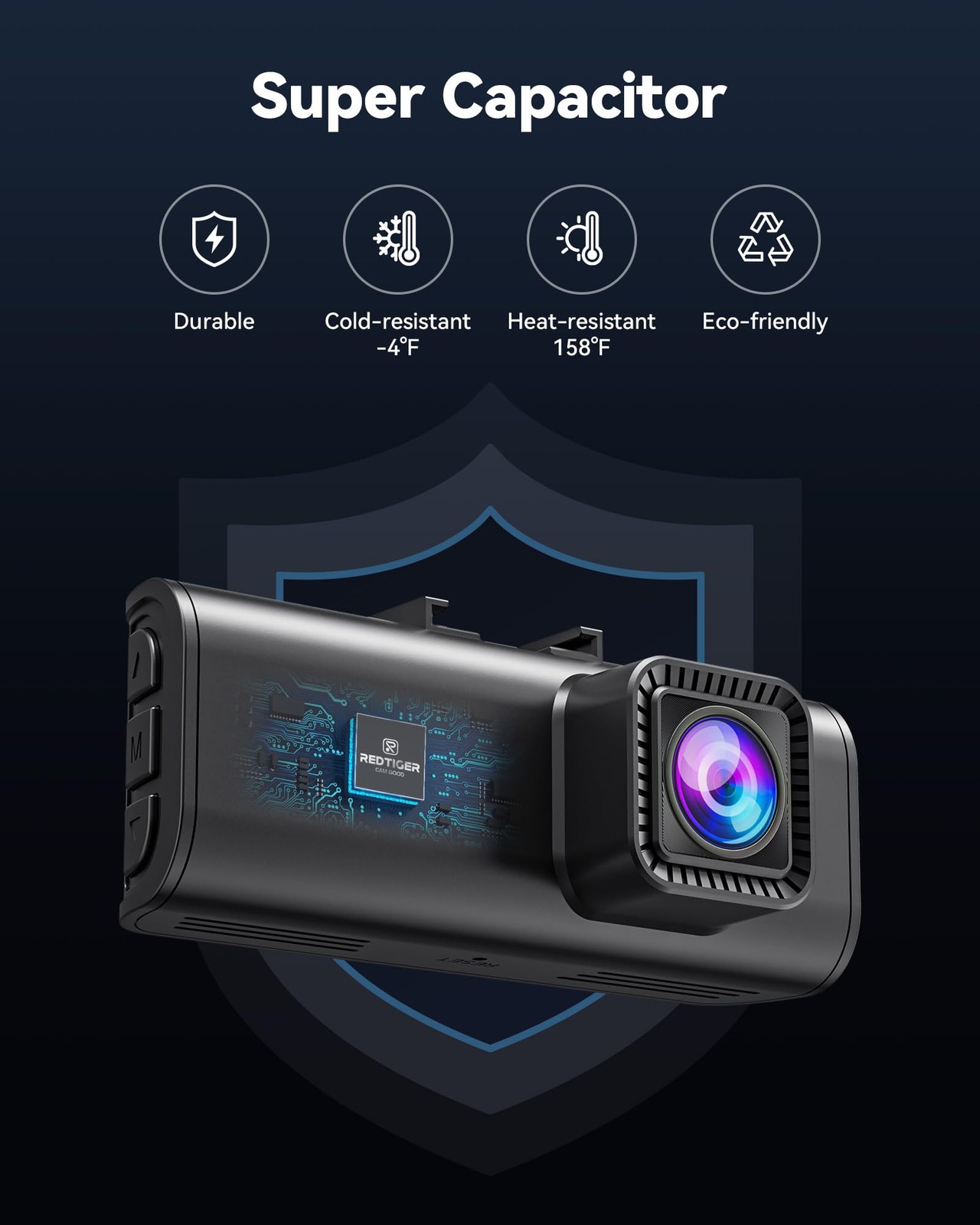 REDTIGER 4K Dash Cam Front Rear with Wi-Fi GPS 32GB Card Night Vision 170° WDR