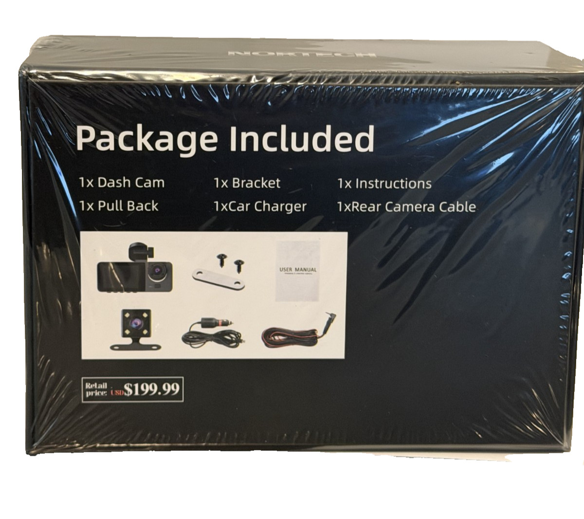 Nortech Y15 3 Channel Dash Cam WiFi 1080P Night Vision Front Rear Interior New