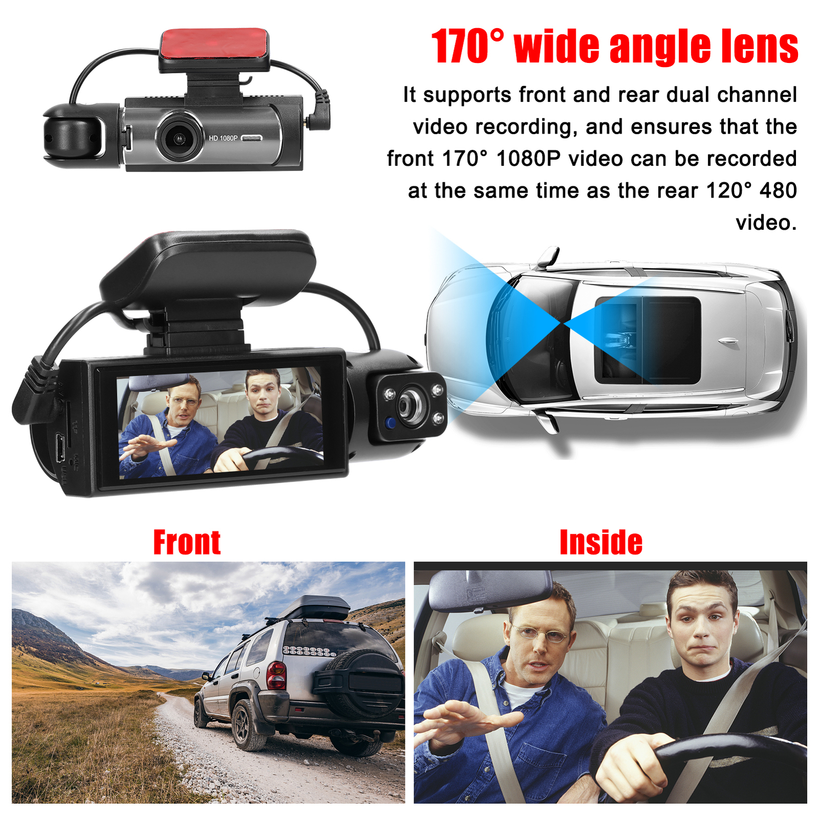 Multi-language Dual Lens Car Video Recorder Auto Dash Cam Car E8M0