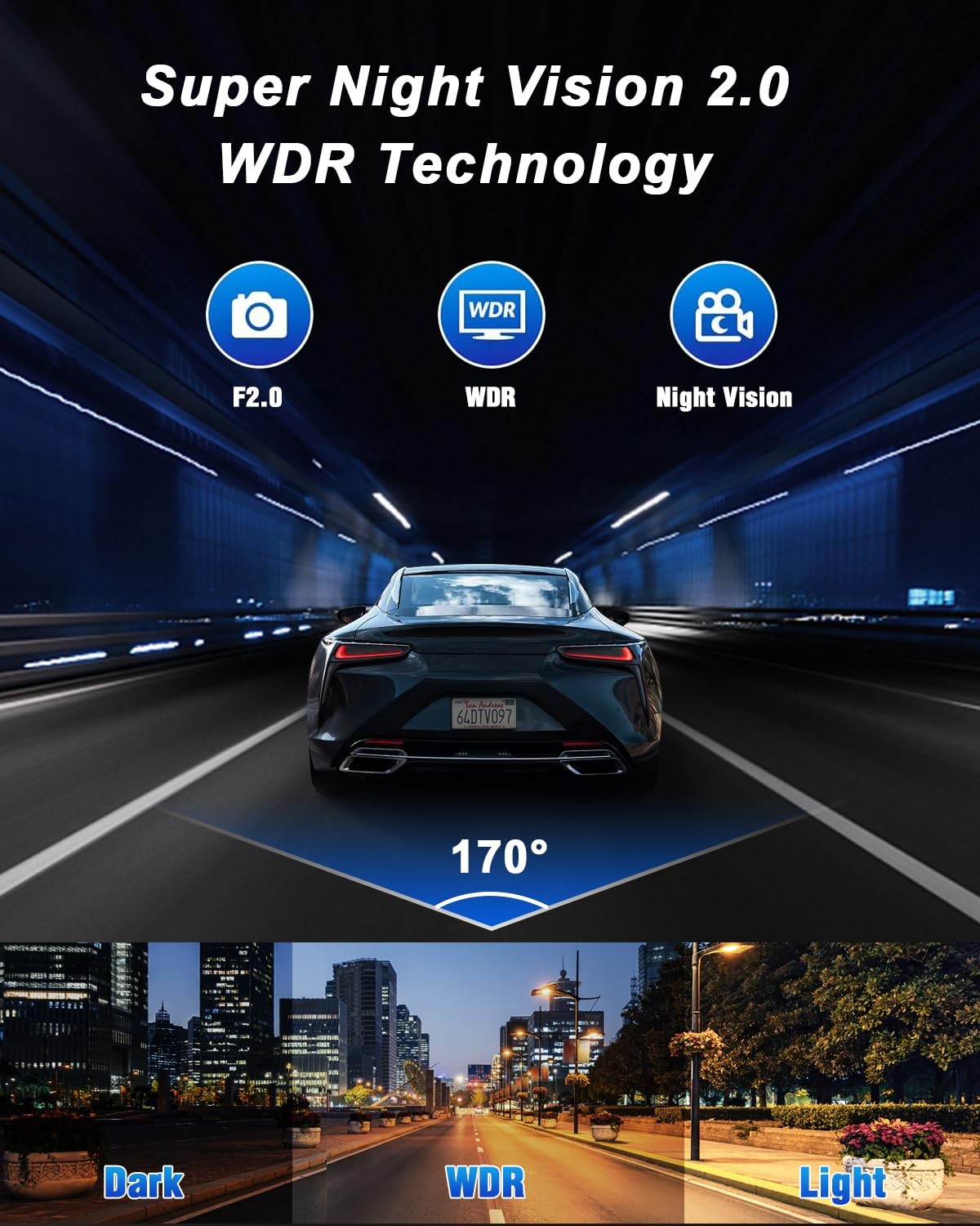 3 Channel 4K WiFi Dash Cam, 4K+1080P+1080P Front Inside and Rear, Triple Dash…