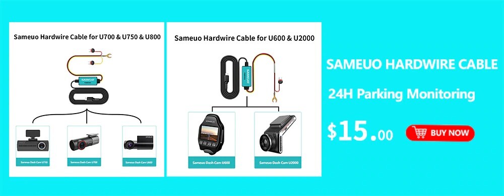 Sameuo U2000 WIFI dash cam 2k front and rear 1080p 2 camera Lens CAR dvr smart