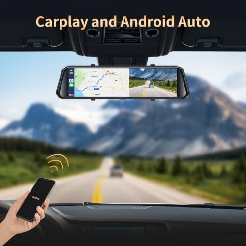 2.5K Mirror Dash Cam with Carplay Mirror & Android Auto, Dash Cam Front and